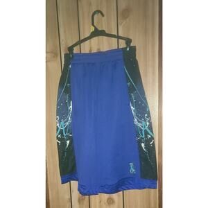 Y2K Air Jordan Jumpman Paint Splatter Mesh Basketball Shorts Purple Teal M